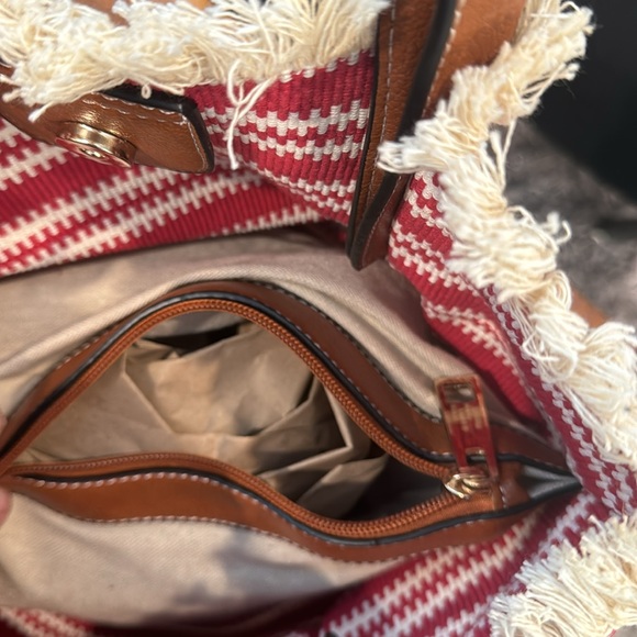 Clarks fringe striped leather and canvas tote - Picture 6 of 14